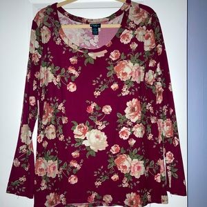 Rue21 1X Plus Brushed Long Sleeve Floral